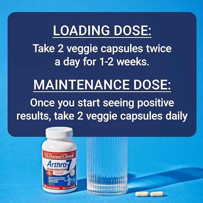 U.S. Doctors’ Clinical Arthro-7 - Clinically Proven Joint Support Complex with Turmeric Collagen Bromelain for Flexibility Mobility &amp Strong Cartilage - 180 Capsules(3 Bottles) - 45/90-Day Sup