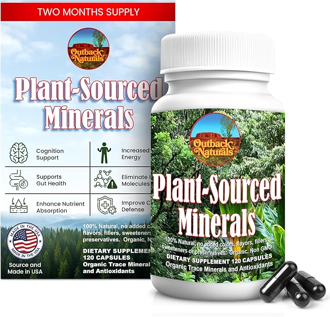 Fulvic Humic Mineral Blend of Plant-Sourced Trace Minerals Electrolytes Gut Health Cognitive &amp Immune Support Pure Vitality Formula for Strength - 120 Capsules