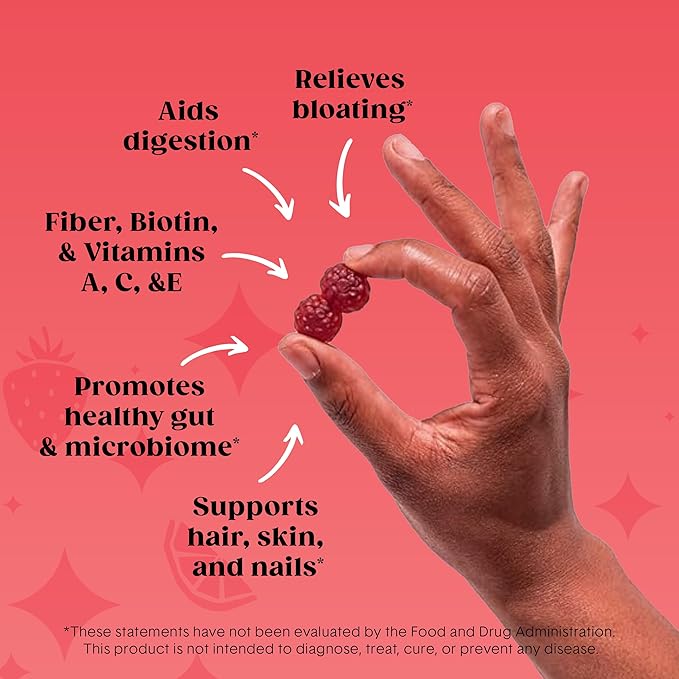 Bellway Super Fiber Gummies + Beauty – Sugar Free Fiber Supplement with Biotin &amp Vitamins A C E – Supports Digestive Health Skin Hair &amp Nails - 60 Count