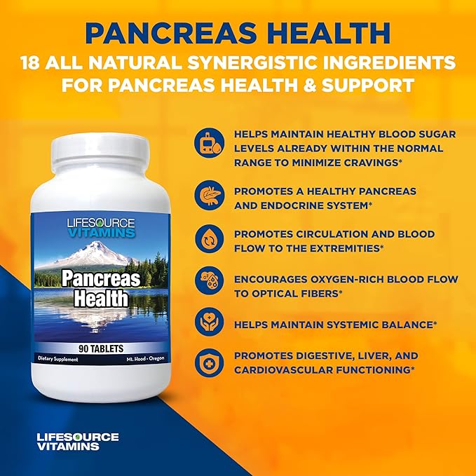 LifeSource Vitamins Pancreas Health-18 All Natural Synergistic Ingredients for Pancreas Health &amp Support