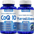 Extra Strength Pterostilbene &amp CoQ10 400mg Bundle | Cognitive Cellular Aging &amp Brain Support Bundle with Pterostilbene and Coenzyme Q10 Supplements