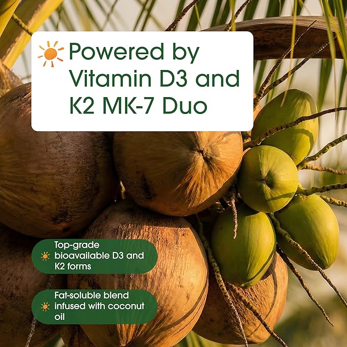 NatureBell Vitamin Double Strength D3 + K2-240 Softgels - 10000 IU Vitamin D &amp 200mcg K2 - Bone Strength Immune Function &amp Calcium Absorption Support* - Coconut Oil Infused