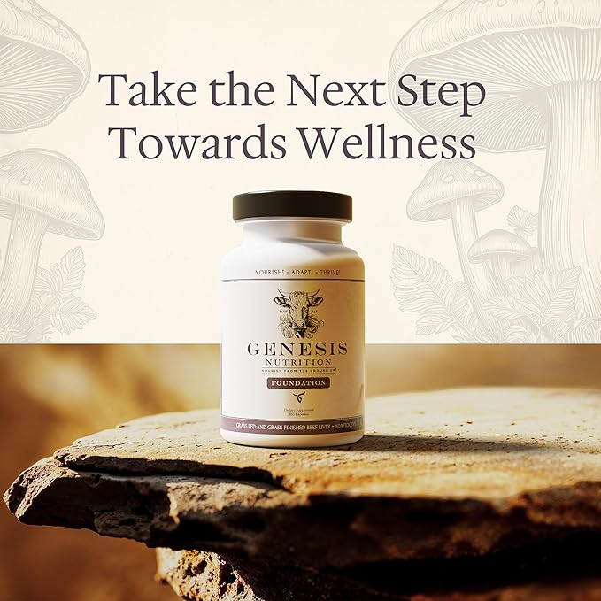 Grass Fed Beef Liver with Cordyceps Reishi Panax Ginseng &amp Rhodiola — Foundation 180 Capsules — Non-GMO No Fillers Third Party Tested