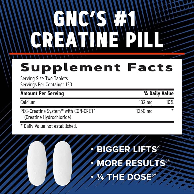 GNC AMP Creatine HCl 189 Pills Supports Strength &amp Muscle Building Athletic Performance Energy Production Recovery Supplement Fast Absorbing Gluten Free Formula 240 Tablets (1 Pack)