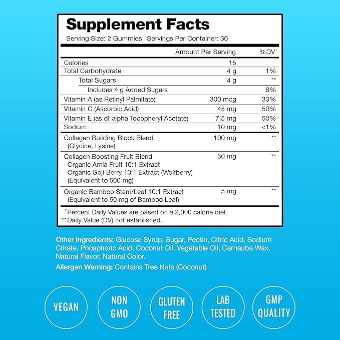 NutraChamps Collagen Boosting Gummies Collagen Booster Gummy for Natural Collagen Production Vegan Pectin Supplements Chews for Women &amp Men 60 Peach Gummies (Pack of 2)