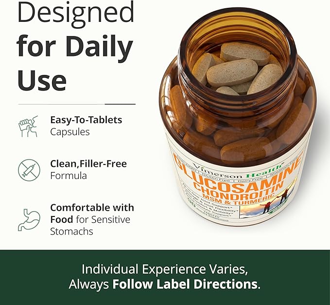 Glucosamine Chondroitin MSM – Joint Support Supplement for Women and Men with Glucosamine Sulfate 1500 mg Chondroitin and MSM – for Cartilage Joint Health and Flexibility – 90 Tablets