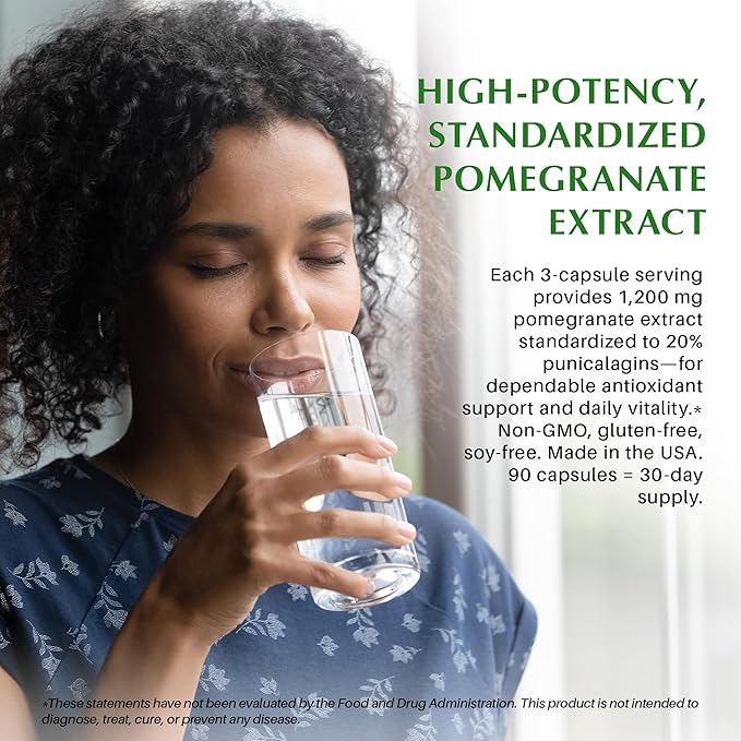 Naturals Mitochondrial Supplements with 1200 mg Pomegranate Extract | Antioxidant Formula for Energy &amp Vitality | Daily Vitamin for Energy and Cellular Health | 90 Capsules
