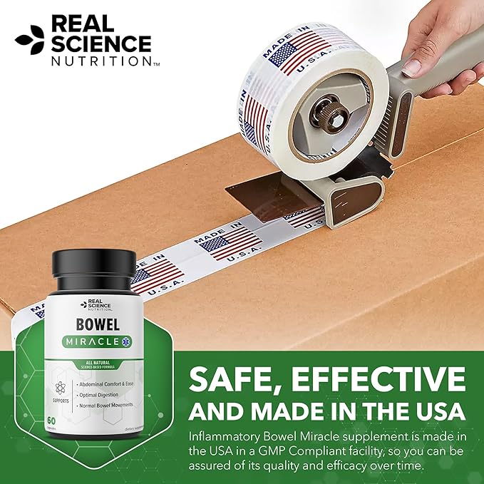 Real Science Nutrition Offers Bowel Miracle: Natural Solution for Gut Health Abdominal Discomfort Lower Bowel Formula Aiding IBS and Chronic Bloating