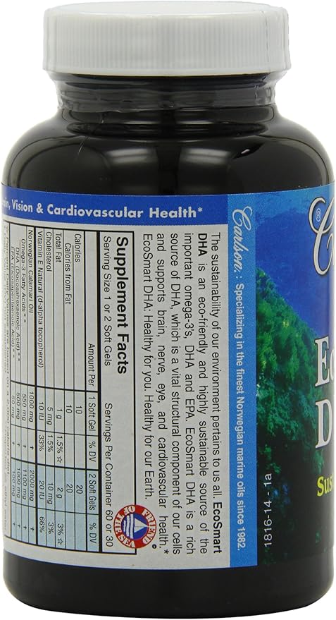Carlson Labs Ecosmart DHA 500 Mg Mineral Supplement Softgels 80 Count