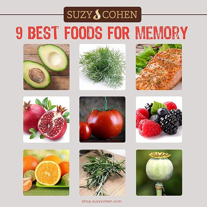 Suzy Cohen Memory Script with Lions Mane Phosphatidylserine Green Tea Extract and Ginkgo - Brain Support Supplement for Focus - Nootropic Capsules for Cognition Faster Recall and Mood