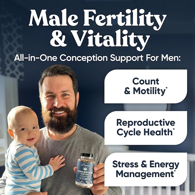 Eu Natural Conception for Him - Male Fertility Supplements with Ashwagandha Folate &amp Zinc - Sperm Count Motility &amp Strength Support - Fertility Support for Men 120 Vegetarian Capsules