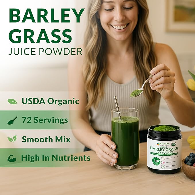 Barley Grass Juice Powder Organic – Sourced from Utah’s Mineral-Rich Soil Nutrient-Dense Barley Grass Powder – Raw &amp Cold-Processed Superfood High Chlorophyll – 6.35oz (180g) | 72 Serving