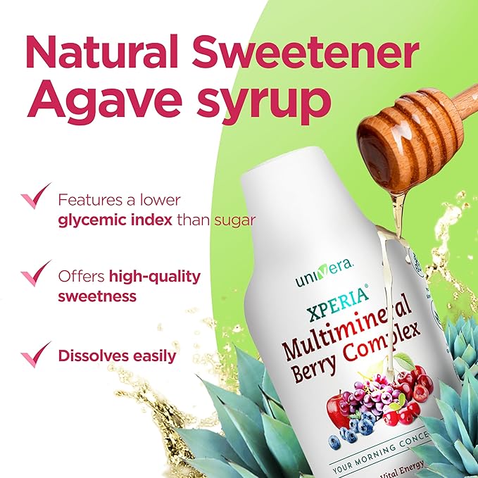 Xperia Concentrate Liquid Herbal Multimineral Multivitamin for women and man Ashwagandha Natural Energy Boost Agave syrup &amp Stevia 30 Fl oz. (30-Day Supply)