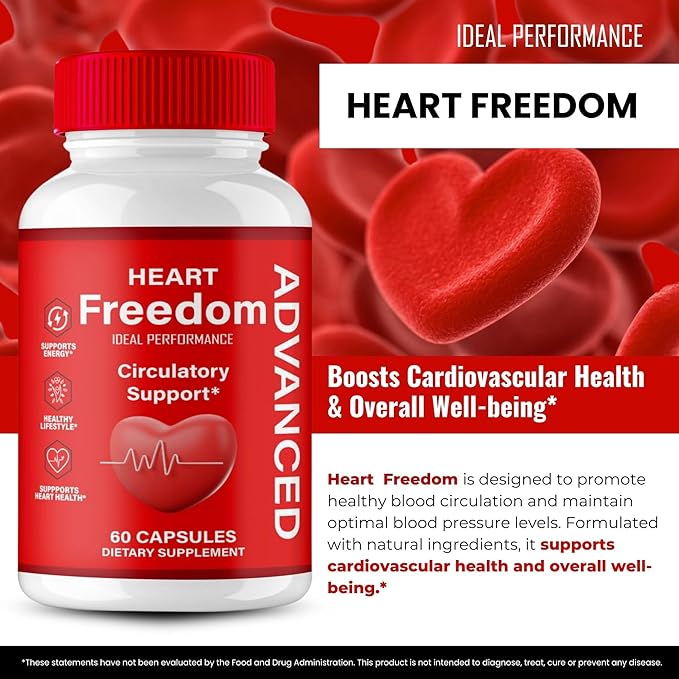 Heart Freedom Capsules Official HeartFreedom Pills - Energy and Health Maximum Strength Heart Freedom Circulation Support Capsules All Natural Glyco Optimizer Premium Formula Reviews (60 Capsules)