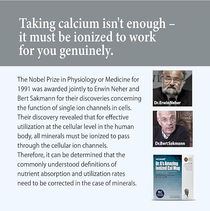 Dr G's Amazing Ionized Cal Mag - Bone Health Calcium Magnesium Powder Supplement - 60 Sticks x 3 Packs for 6 Months (180 Count)