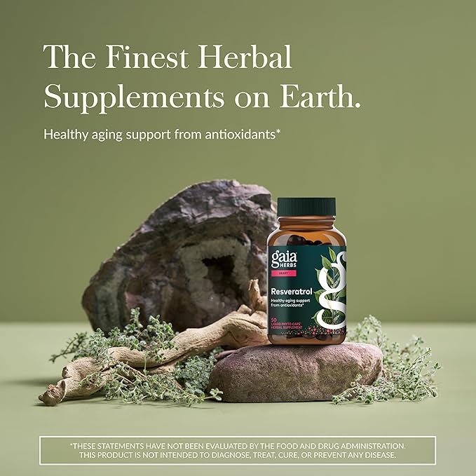 Gaia Herbs Resveratrol - Beauty &amp Radiance Antioxidant Support Supplement* - Made with Japanese Knotweed - Contains 150 mg Trans-Resveratrol per Serving - 50 Liquid Phyto-Capsules (25 Servings)