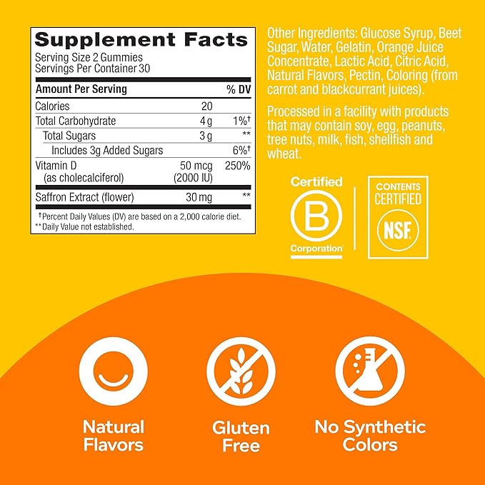 OLLY Fiber Gummy Rings 5g Prebiotic Fiber FOS (Fructo-oligosaccharides) Digestive Support &amp Hello Happy Gummy Worms Mood Balance Support Vitamin D Saffron Adult Chewable Supplement