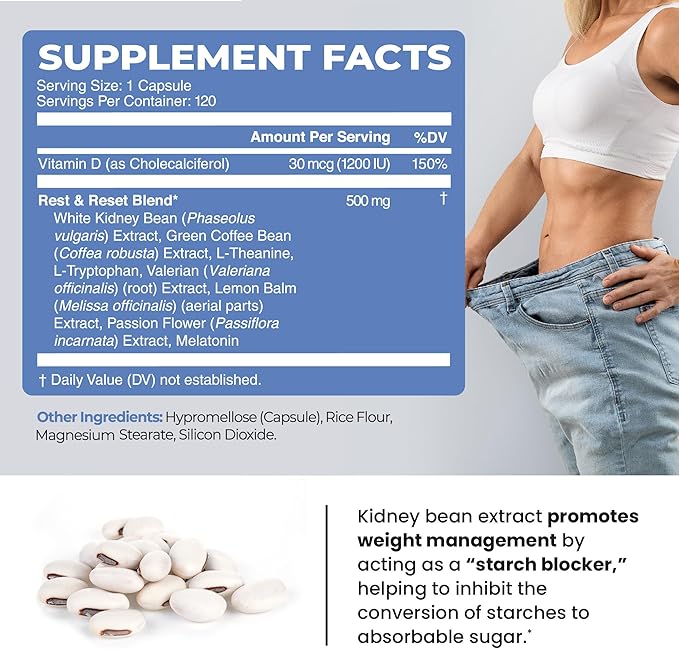 Night Time Fat Burner to Shred While You Sleep | Belly Fat Burner Carb Blocker and Weight Loss Support Supplements | Lose Weight Support Metabolism and Fall Asleep | 120 Nighttime Diet Pills