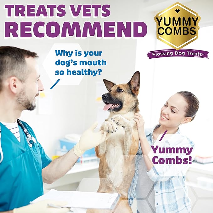 Yummy Combs Dog Dental Treats – Vet VOHC Approved – Delicious Chicken Protein – Removes Tartar with Cleaning Comb Shape – Dental Dog Treats for Large Dogs (36oz 27 Count)