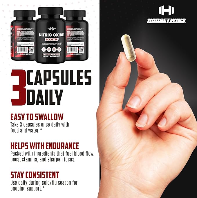 DAMN GOOD The Hodge Twins Nitric Oxide Booster – Beet Root Nitric Oxide &amp Arginine Citrulline Supplement Pomegranate Blend for Workout Drive Endurance Support &amp Pump Power - 90 Capsules