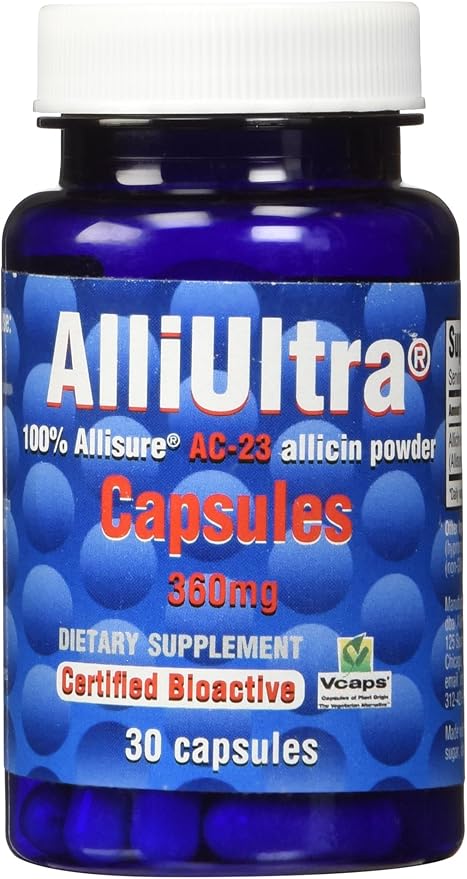 AlliUltra Capsules 360mg – 30 Count | High Strength Stabilized Allicin Garlic Supplement for Natural Immune Support Plant-Based Non-GMO Vegan Made in UK