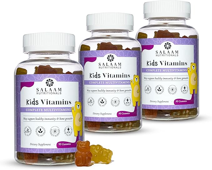 Salaam Nutritionals - Multivitamins Multivitamins for Kids Gummy Vitamins with 13 Essential Vitamins + Minerals Bone and Immunity Support 90 Count 3 Packs