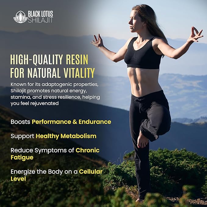Black Lotus Pure Shilajit Resin 7g 100% Pure Natural Shilajit for Men &amp Women with Amino Acids 175mg Fulvic Acid 85 Ionic Trace Minerals per Serving Superfood for Immune Support Focus Energ