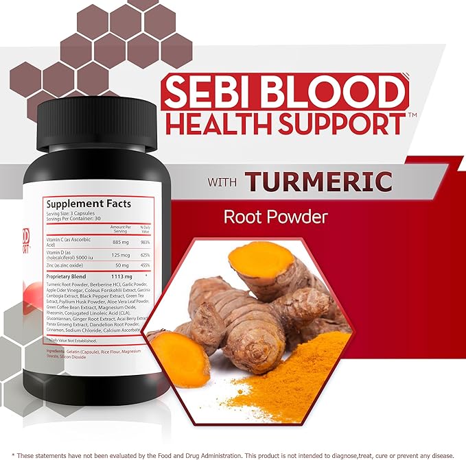 Sebi Blood Health Support - Blood Health Supplement - Blood Balance Blood Boost Formula - Inspired by Dr Sebi Blood Health - Help Improve Blood Flow &amp Reduce Oxidative Stress Naturally