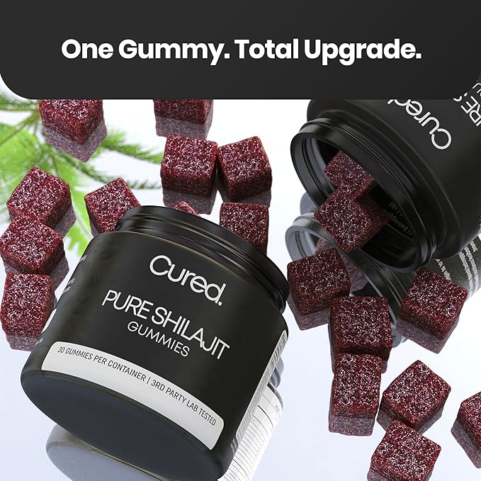 Cured Shilajit Gummies for Men with 85+ Trace Minerals Fulvic &amp Humic Acid | Natural Energy Stamina &amp Endurance Support | Organic Manuka Honey Zero Sugar Daily Wellness Supplement