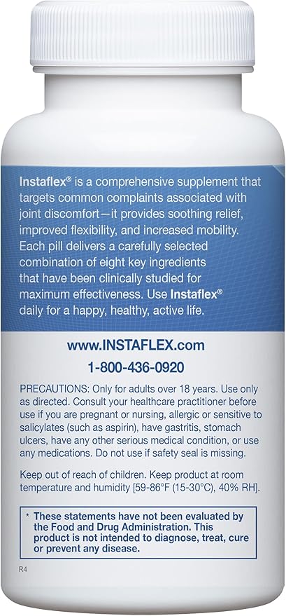 Instaflex Joint Support Supplement for Men and Women - Glucosamine MSM White Willow Turmeric Ginger Cayenne Hyaluronic Acid - 90 Capsules