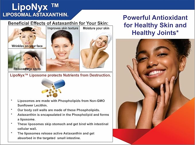 Nikoni Liposomal Astaxanthin 24mg with Kril Oil 500mg Supplement 60 softgels