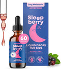 JoySpring Sleepberry Kids Melatonin 3 mg – Liquid Sleep Aid with L Theanine High Absorption Berry Drops (2 fl oz) 60 Servings Children's Melatonin with Vitamin D Kids Travel Essentials