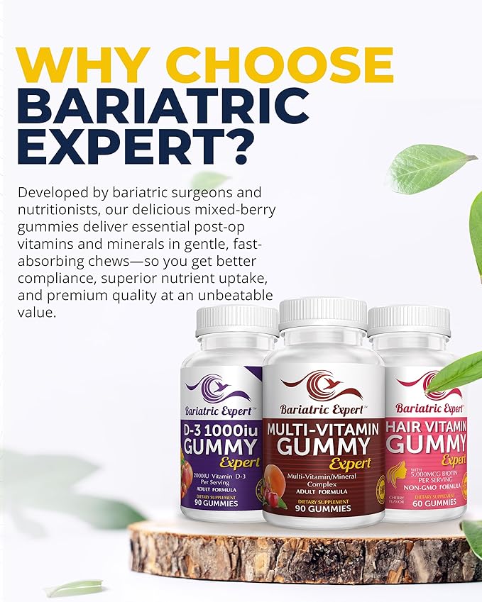 Bariatric Multivitamin 3 Pack Multivitamin Gummy 90 Chews. - D3 Gummies 90 Chew - Hair Vitamin Gummy 60 Chews.