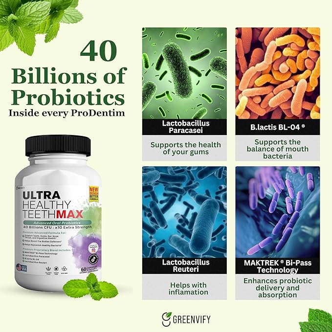 Ultra Healthy Teeth Max Probiotic Supplement 40 Billion CFU 60 Capsules Advanced Oral Health (1)
