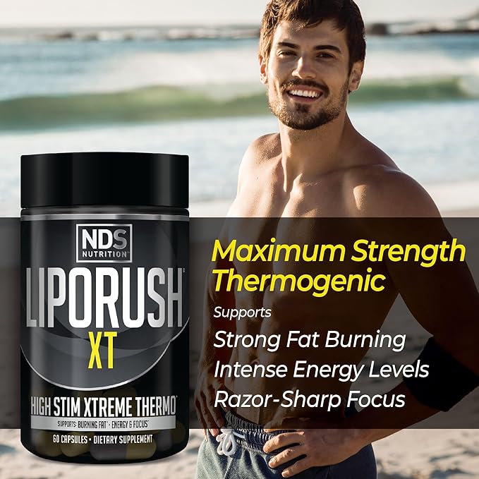 NDS Nutrition XT - Super Concentrated Thermogenic with L-Carnitine &amp Teacrine for Shredding Fat - Supports Maximum Energy Focus Calorie Burning Diuretic Appetite Control (60 Capsules)
