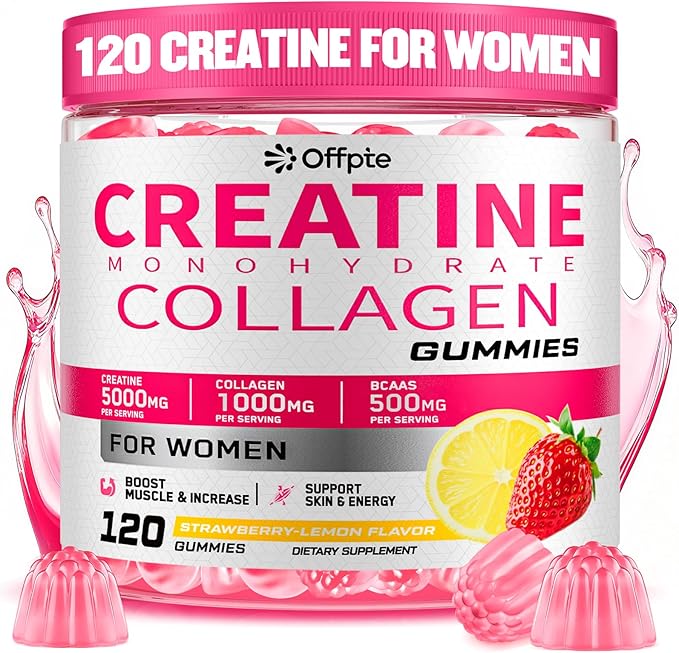 Creatine for Women 5000mg Creatina Monohidratada Gummies with Collagen &amp BCAAs for Muscle Recovery Energy &amp Skin Chewable Post-Workout Supplement Sugar-Free No Bloating 4 Gummies Per Day