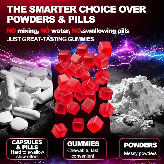 Creatine Monohydrate Gummies for Men &amp Women 8500MG Creatine Gummies Sugar Free Strawberry Flavored with L-Taurine BCAA 2:1 B12 B6 for Boost Strength Focus &amp Endurance Vegan Non-GMO 120