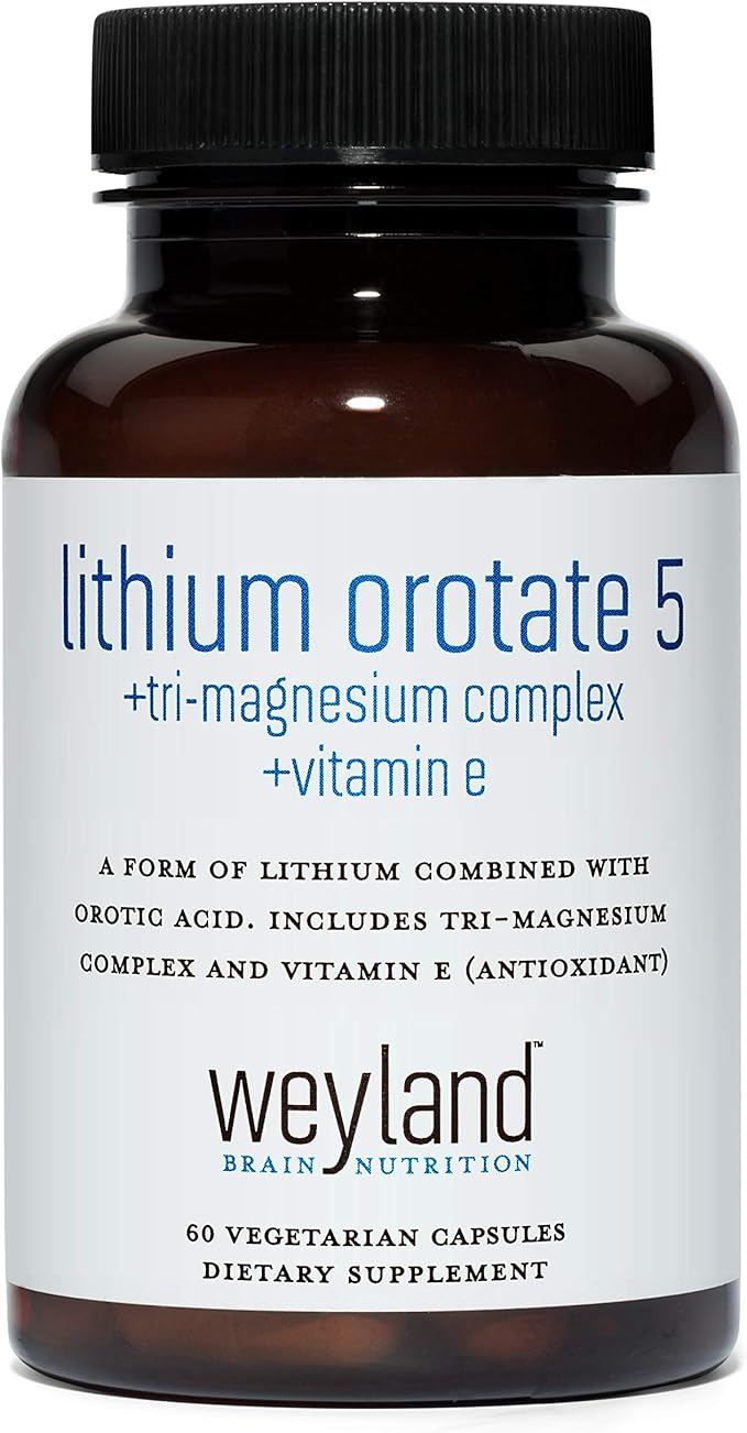 Lithium Orotate 5mg + Tri-Magnesium Threonate Taurinate Malate + Glycine + Vitamin E 60 Vegetarian Capsules
