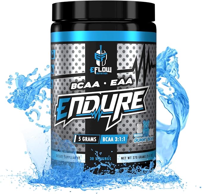 eFlow Nutrition Endure BCAA Plus EAA - Essential Amino Acids Electrolyte Powder Intra Workout - Improve Energy Recovery and Performance - Warrior Gummy Bear(30 Servings)