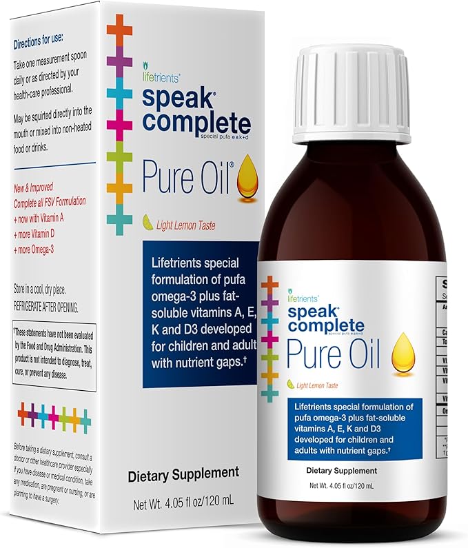 Lifetrients – Speak Complete Pure Oil – Natural Lemon – 4.05 oz – Pediatrician Formulated to Support Children with Special Nutritional Requirements – Enhanced with Omega-3 Vitamin A D3 E &amp K