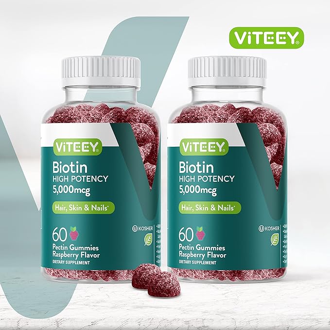 VITEEY Biotin Gummies for Hair Skin and Nails - Biotin for Hair Growth Gummies - 5000 mcg - Vegan Gluten-Free Non-GMO – 120 Count