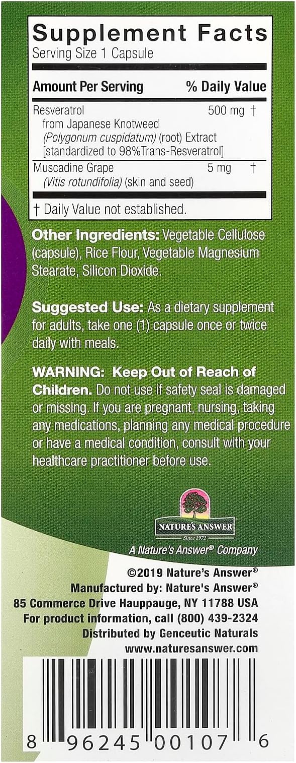 Genceutic Naturals Wild &amp Pure Resveratrol Vegetarian Capsules 60-Count