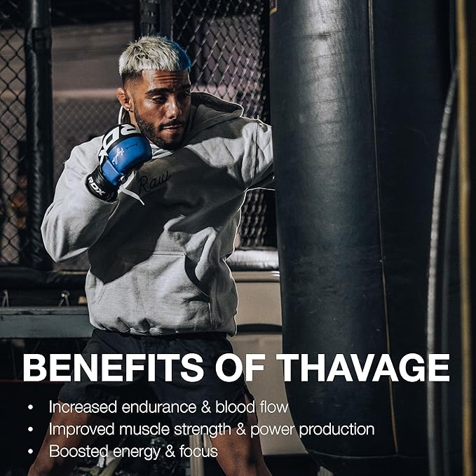 RAW Pre Workout Powder Thavage (Champion Mentality) - Chris Bumstead Sports Nutrition Supplement for Men &amp Women - Cbum Pre Workout for Working Out Hydration Mental Focus &amp Energy - 40 Serv