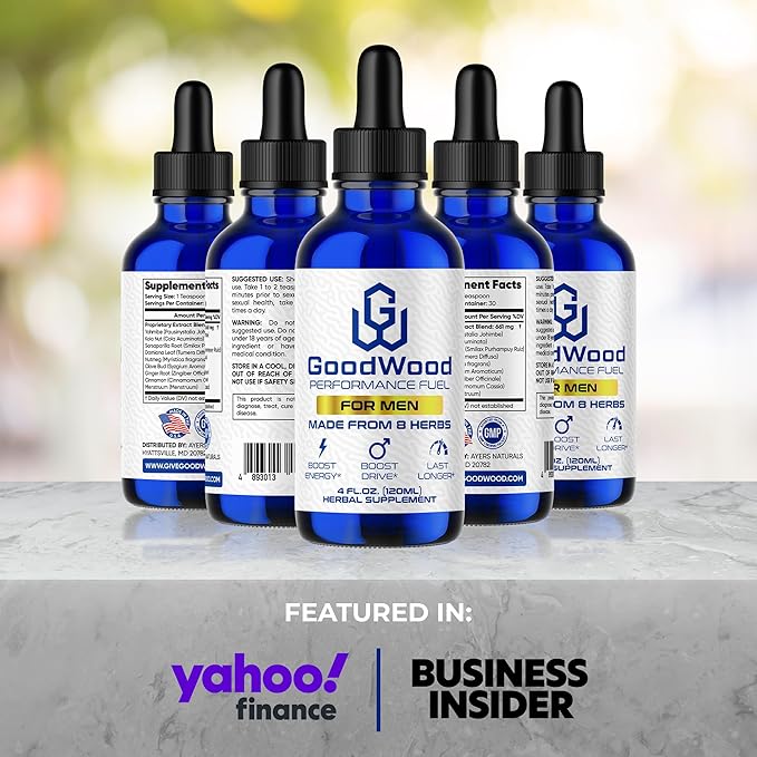 GoodWood - Male Liquid Drops - Increases Stamina and Size - Improves Energy Drive and Power - for Men Ages 30 40 50 60+ - Made with 8 Herbs and Organic - One Pack