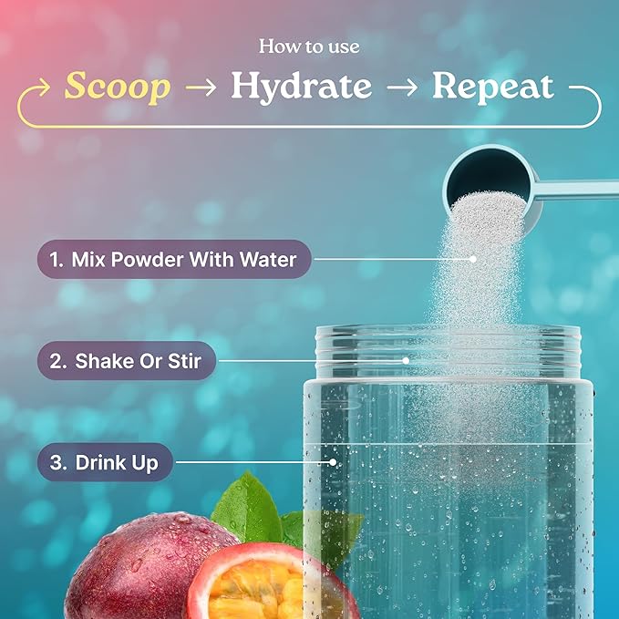 Electrolyte Powder with Amino Acids Drink Mix | Sugar Free Passionfruit 30 Servings | High Potassium Magnesium | Keto Friendly Non-GMO | Hydration Powder Hydration Revolution