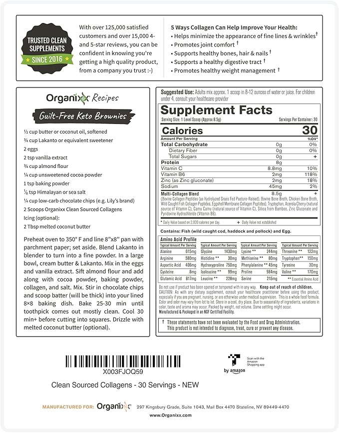 Organixx Clean Sourced Collagens (30 Servings) &amp Turmeric 3D (60 Caps) Bundle Collagen Protein Organic Turmeric Ginger &amp Ashwagandha Supports Joints Skin Hair Nails &amp Immune Health