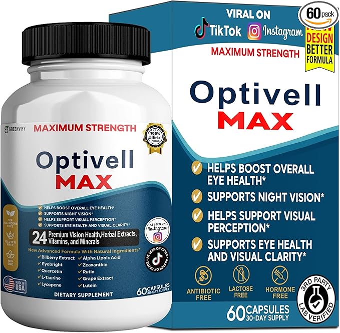 Optivell MAX Eye Health Supplement 24 Premium Vision Vitamins &amp Minerals 60 Capsules 30 Day Supply (1)