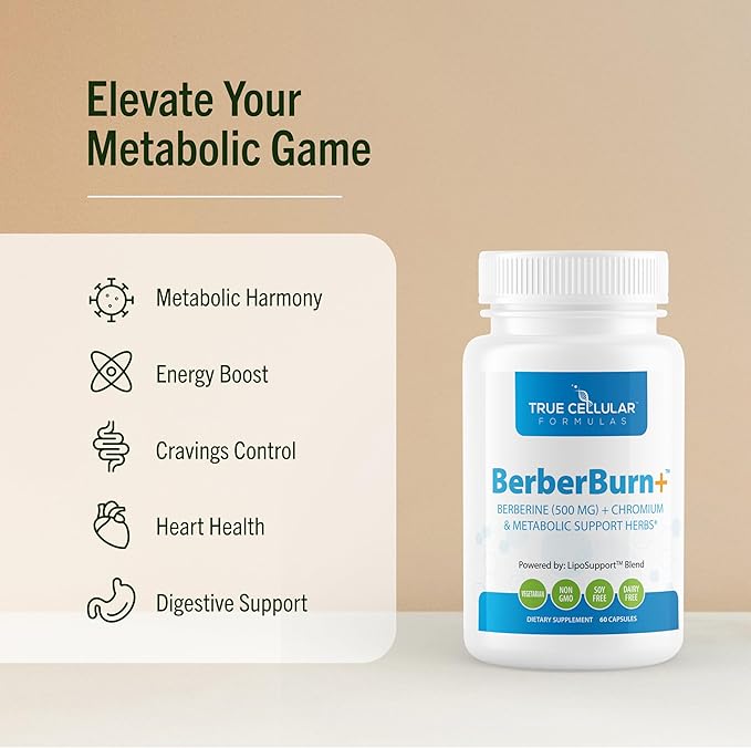BerberBurn+: Berberine Supplement Magnesium &amp Chromium Capsules for Daily Wellness &amp Energy Boost Vitality and Maintain Balance Essential Nutrients for Health 60 Count