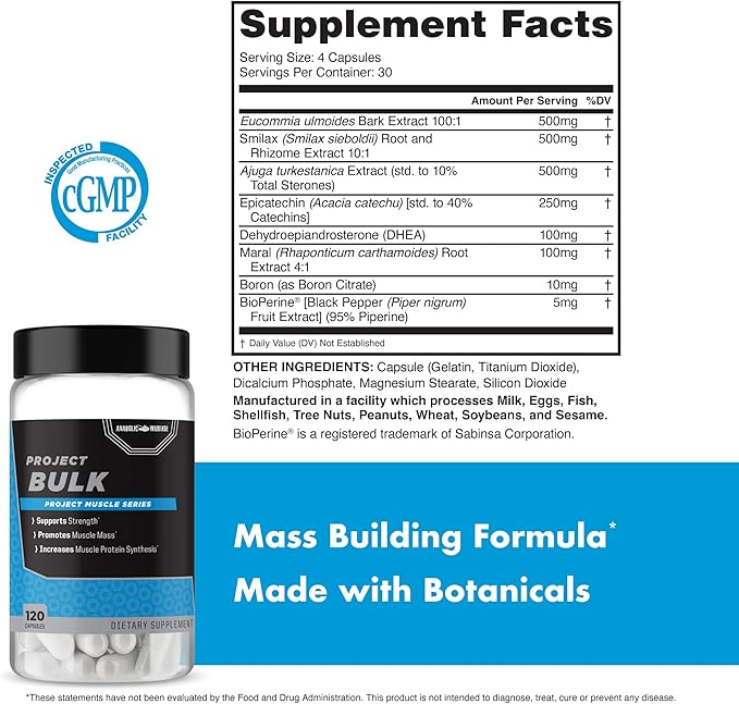 Anabolic Warfare Project Bulk Mass Building Formula Protein Synthesis Strength Muscle Definition Made with Botanicals*