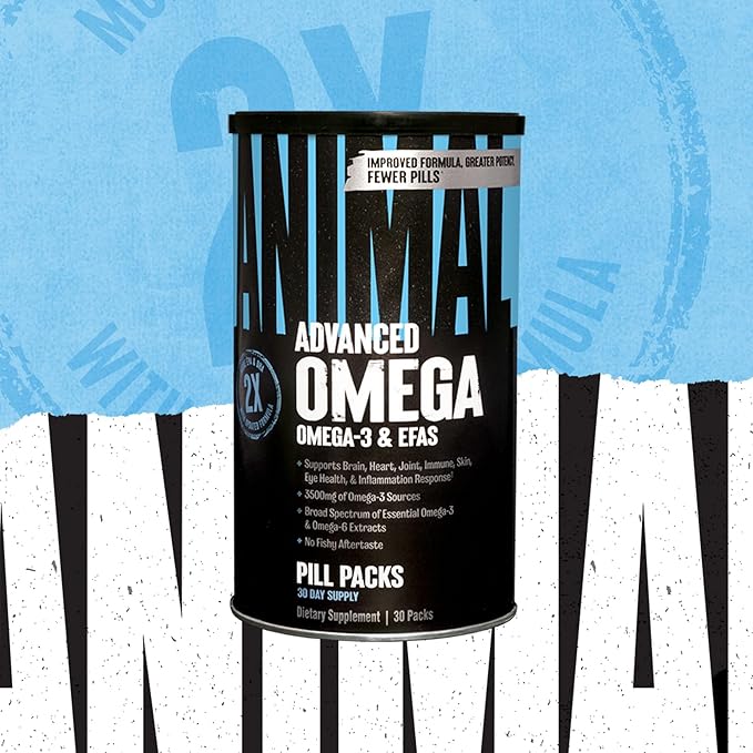 Animal Omega Omega 3 &amp 6 Supplement with Fish Oil &amp Flaxseed Oil Plus Juiced Amino Acids BCAA/EAA Matrix for Recovery - 30 Servings Each